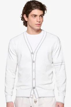 DNJ cream striped profiles cardigan