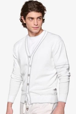 DNJ cream striped profiles cardigan