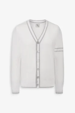 DNJ cream striped profiles cardigan