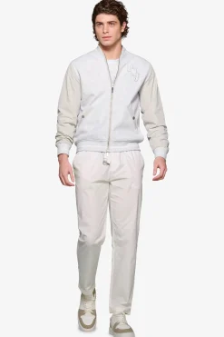 DNJ melange gray dual material bomber jacket