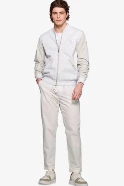 DNJ melange gray dual material bomber jacket