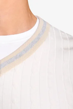 DNJ off white braided and ribbed vest