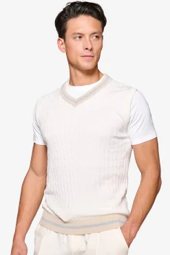 DNJ off white braided and ribbed vest