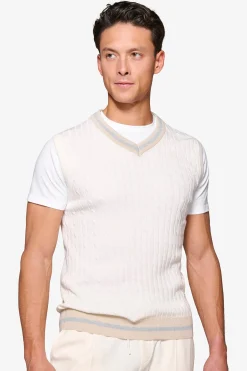 DNJ off white braided and ribbed vest