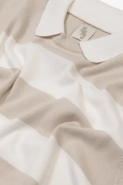 DNJ off white two-tone striped polo shirt