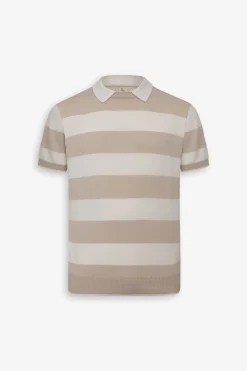 DNJ off white two-tone striped polo shirt