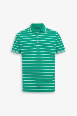 Emerald striped jersey polo shirt