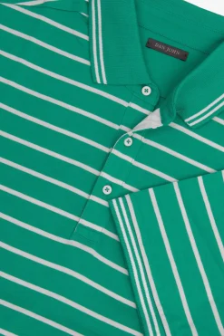 Emerald striped jersey polo shirt