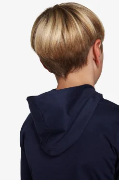 Felpa jersey con cappuccio e ricamo blu Kids