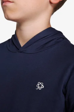 Felpa jersey con cappuccio e ricamo blu Kids