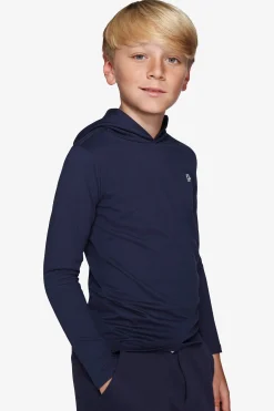 Felpa jersey con cappuccio e ricamo blu Kids