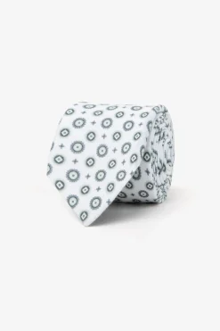 Gray geometric jacquard tie