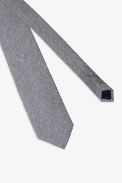 Gray linen blend tie