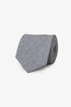 Gray linen blend tie