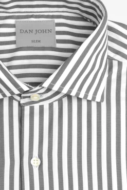 Gray medium stripes slim shirt
