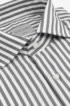 Gray medium stripes slim shirt