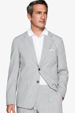 Gray melange canvas blazer