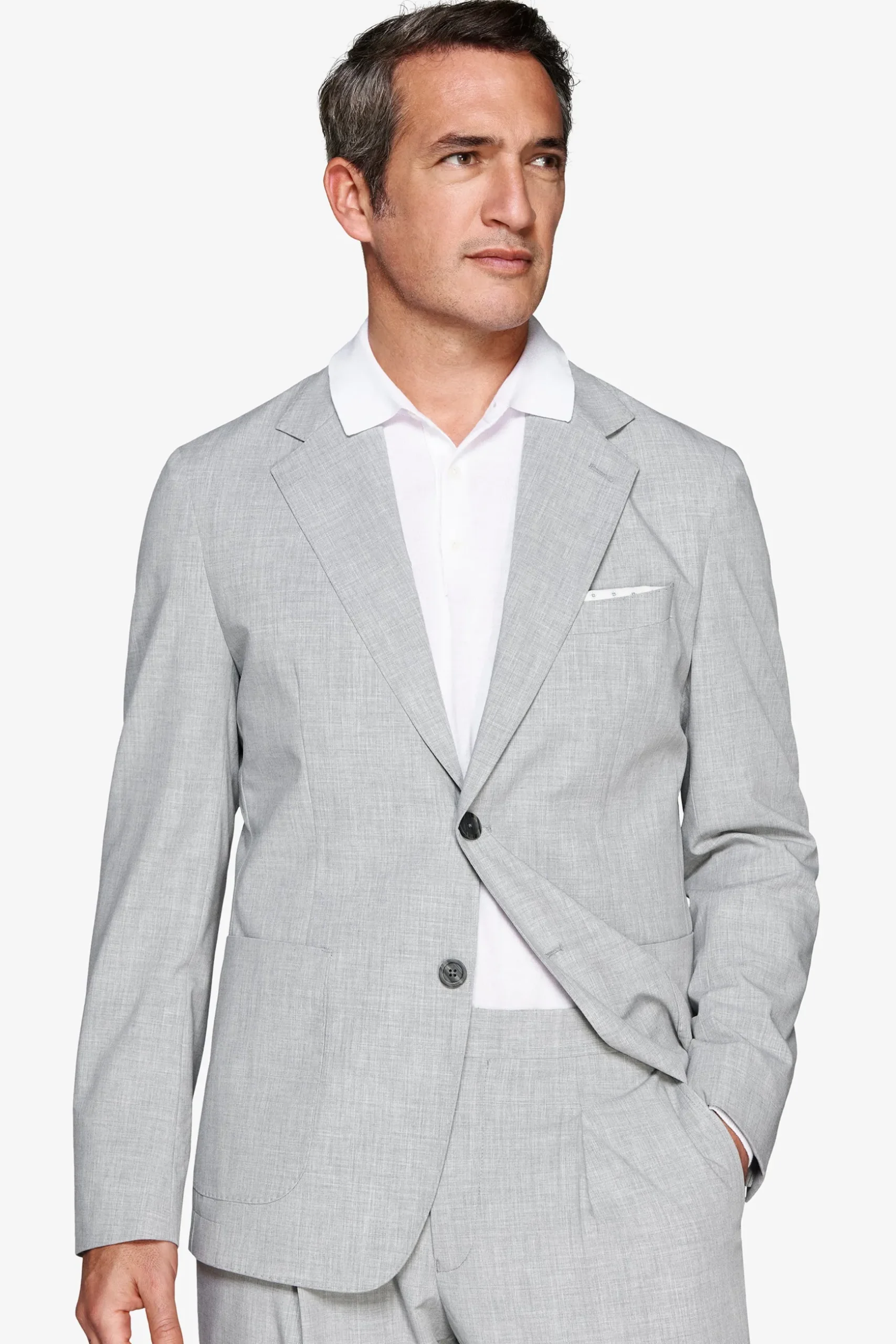 Gray melange canvas blazer
