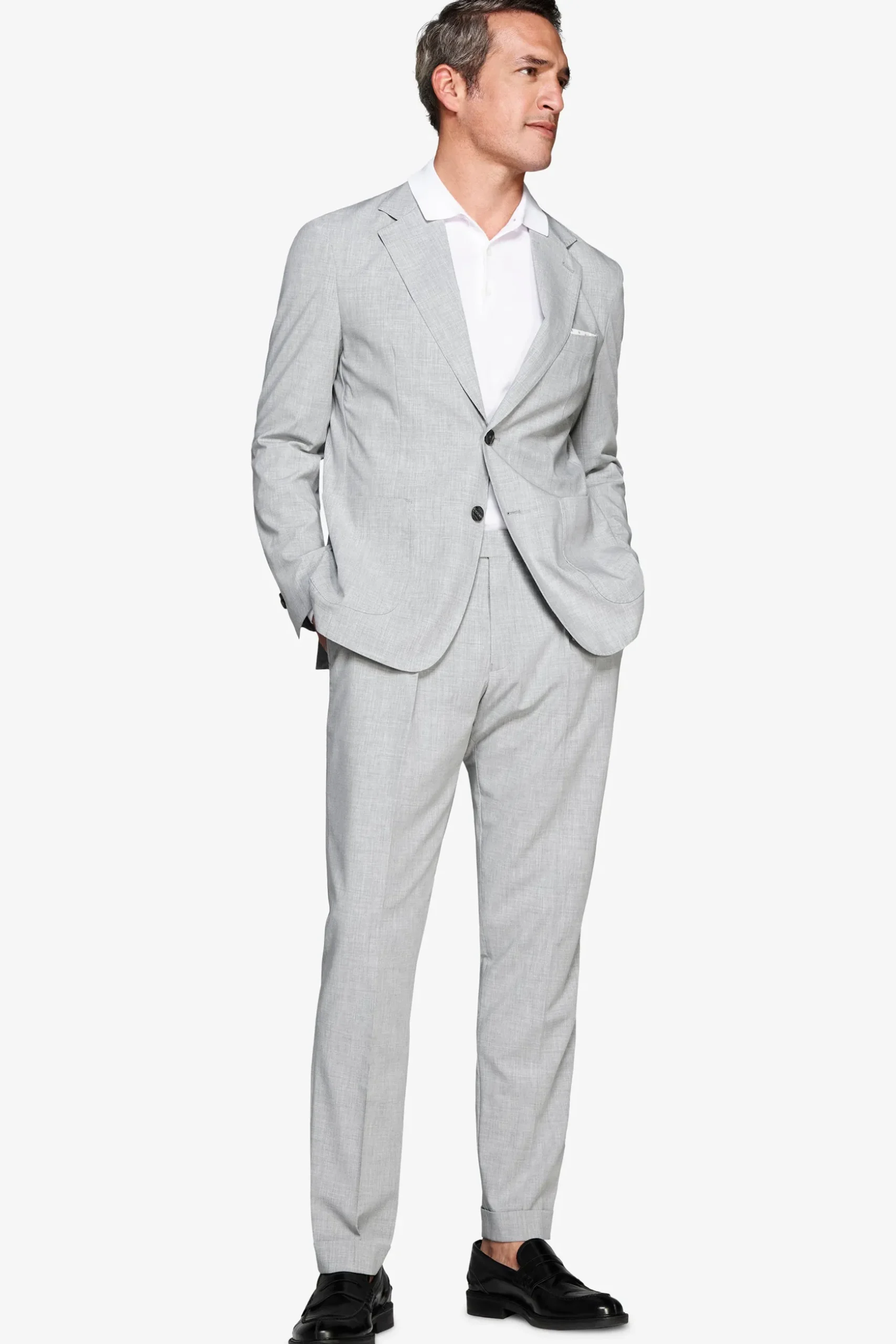 Gray melange canvas blazer