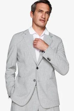 Gray melange canvas blazer