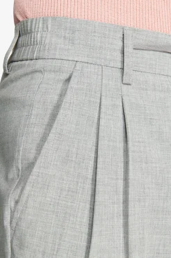 Gray melange canvas drawstring pants