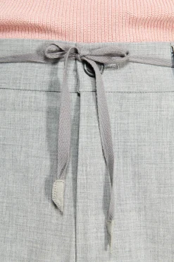 Gray melange canvas drawstring pants