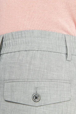 Gray melange canvas drawstring pants