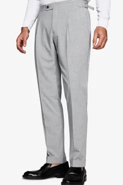 Gray melange canvas trousers