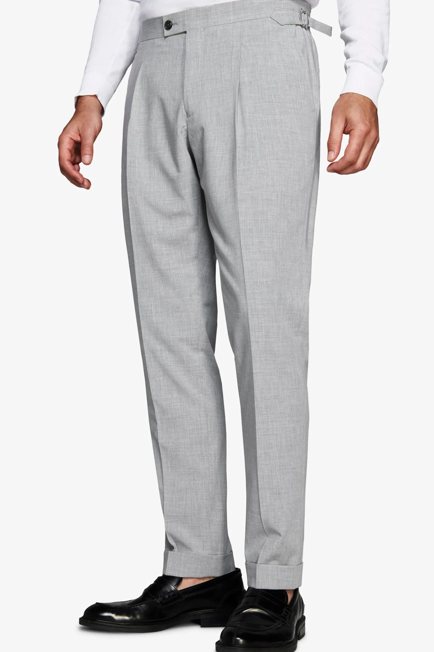 Gray melange canvas trousers