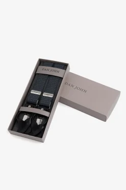 Gray micro polka dots suspenders