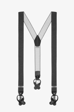 Gray micro polka dots suspenders