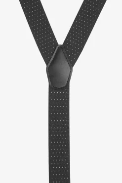Gray micro polka dots suspenders