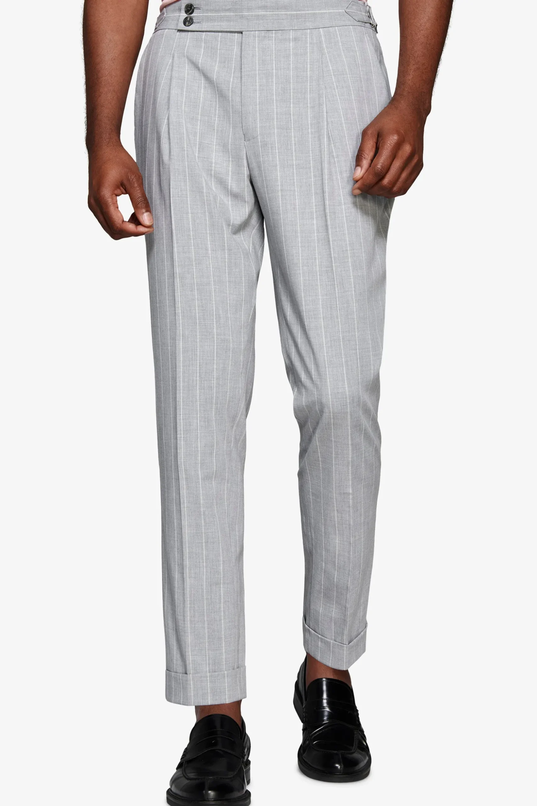 Gray pinstripe trousers