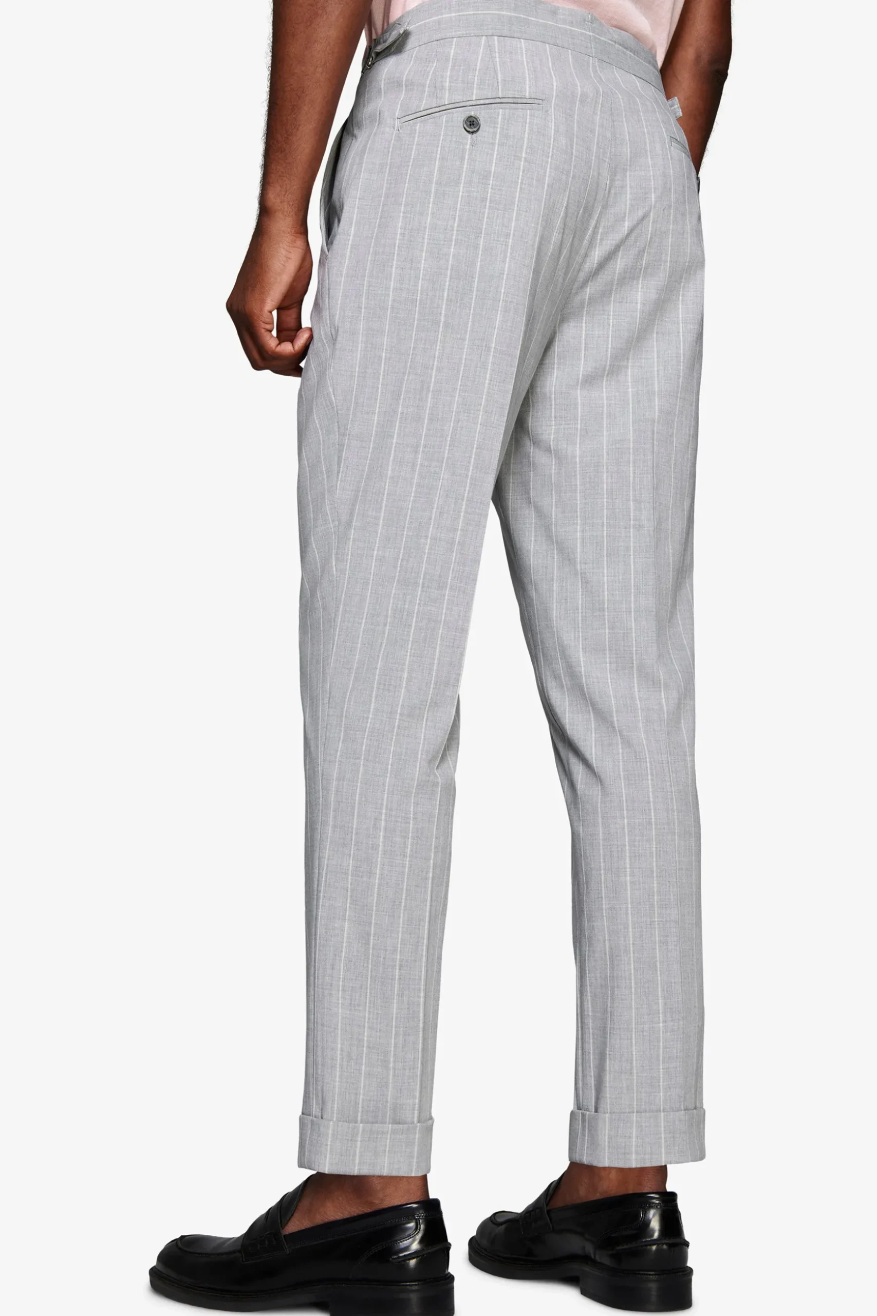 Gray pinstripe trousers