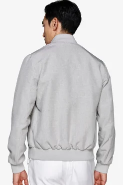 Gray stretch canvas bomber jacket