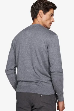 Gray V-neck sweater