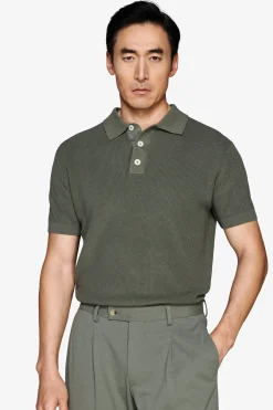 Green corn stitch polo shirt