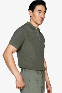 Green corn stitch polo shirt