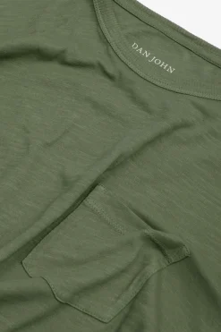 Green crewneck t-shirt with green pocket