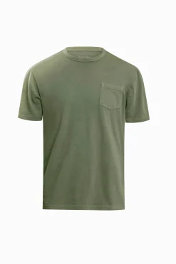 Green crewneck t-shirt with green pocket