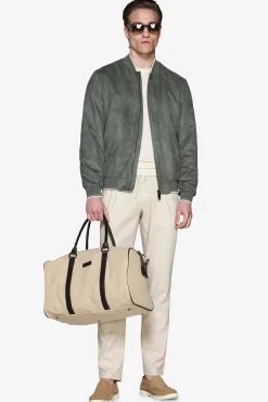 Green ecosuede perforated bomber jacket
