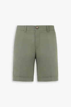Green gabardine Bermuda shorts