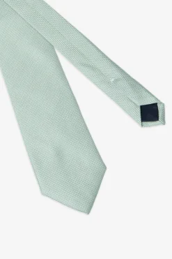 Green geometric pattern jacquard tie