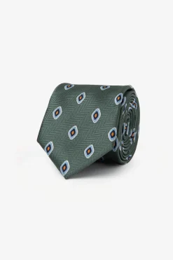 Green Heringbone abstract design tie