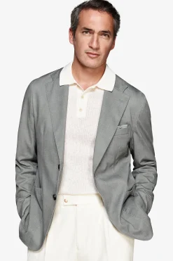Green Herringbone jersey blazer