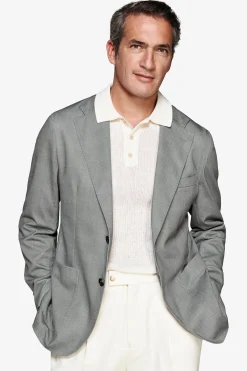 Green Herringbone jersey blazer