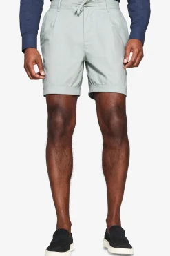 Green linen blend Bermuda shorts