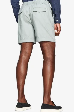 Green linen blend Bermuda shorts