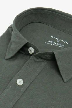 Green linen blend shirt