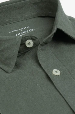 Green linen blend shirt